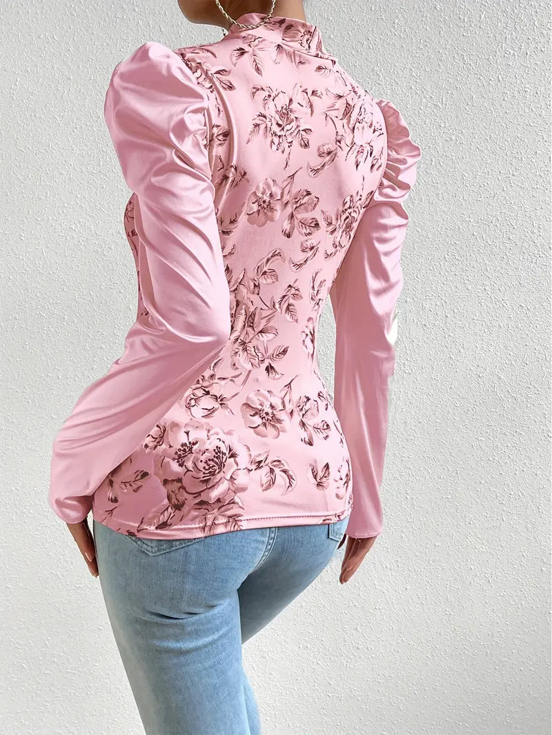 Luen – Satinbluse mit Puffärmeln