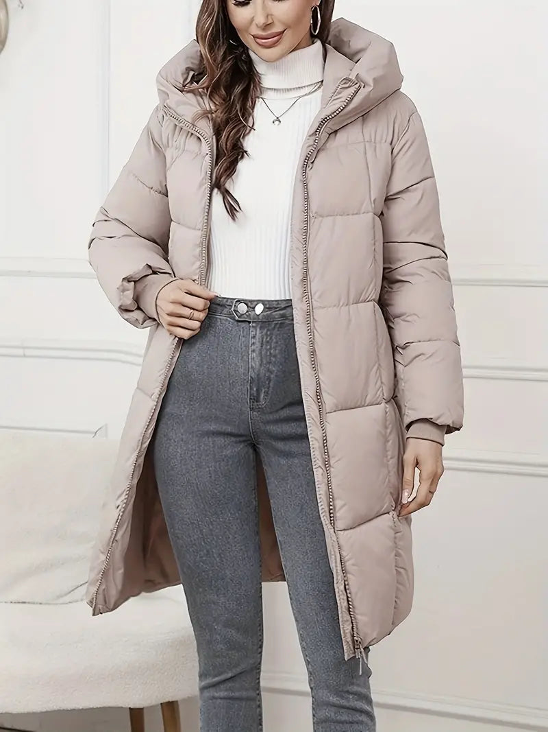 Mandy – Lange Pufferjacke mit Kapuze