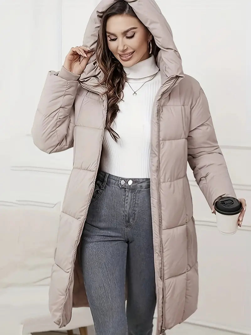 Mandy – Lange Pufferjacke mit Kapuze