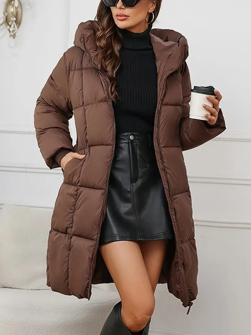 Mandy – Lange Pufferjacke mit Kapuze