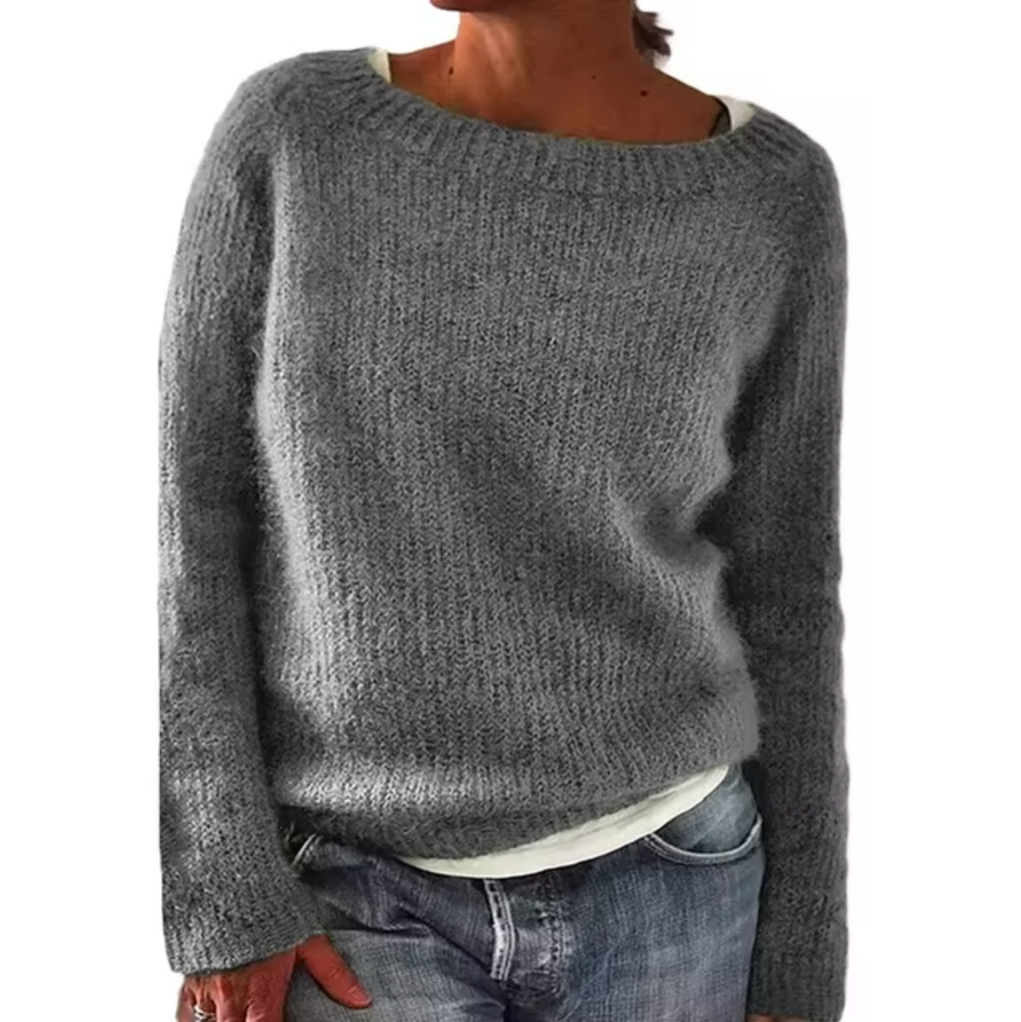 Regine – einfarbiger Strickpullover