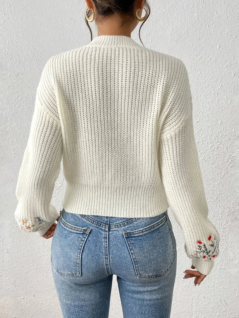 Maple – Gestrickter Pullover mit Blumenmuster