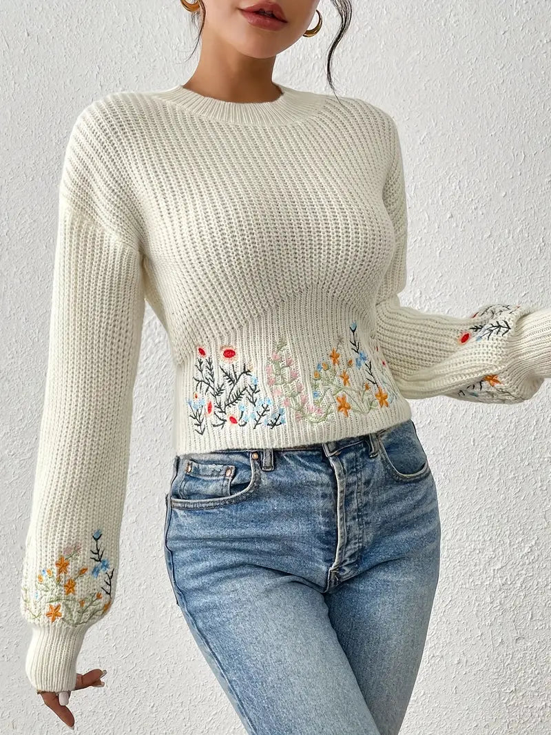 Maple – Gestrickter Pullover mit Blumenmuster