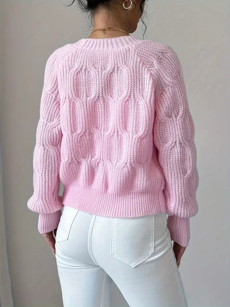 Zyrene – Gemütliche rosa Strickjacke