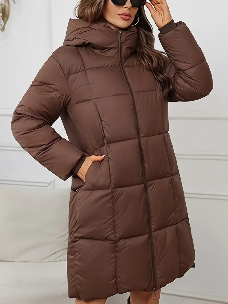 Mandy – Lange Pufferjacke mit Kapuze