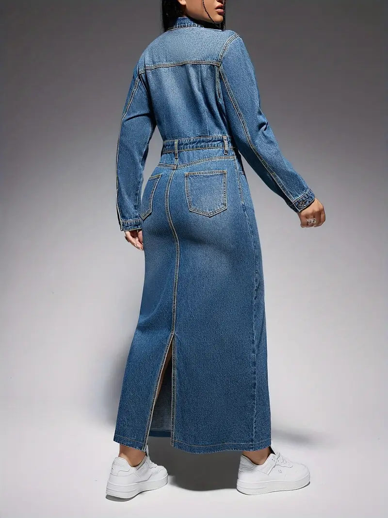 Oona – Langärmliges Maxikleid aus Denim