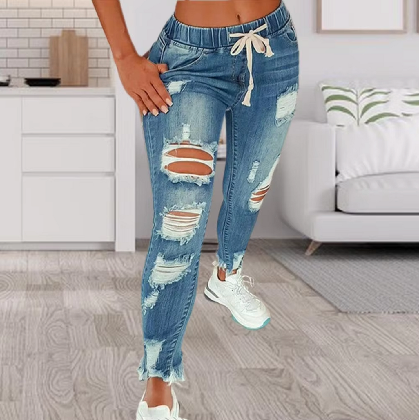 Azura - Zerrissene Jeans aus Baumwolldenim