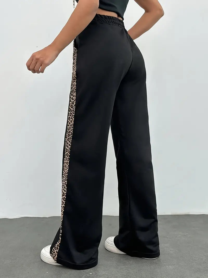 Noctessa – Elegante Hose mit weitem Bein und Leopardenmuster