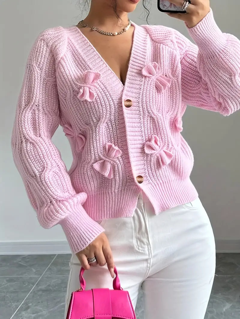 Zyrene – Gemütliche rosa Strickjacke