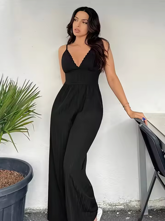 Paloma – Eleganter Jumpsuit mit V-Ausschnitt und weitem Bein