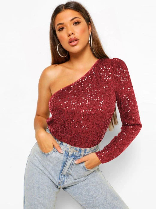 Ballentine – One-Shoulder-Top mit Pailletten