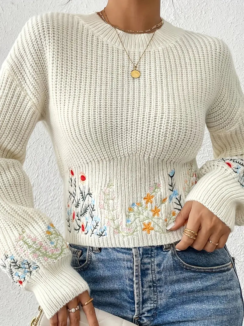 Maple – Gestrickter Pullover mit Blumenmuster