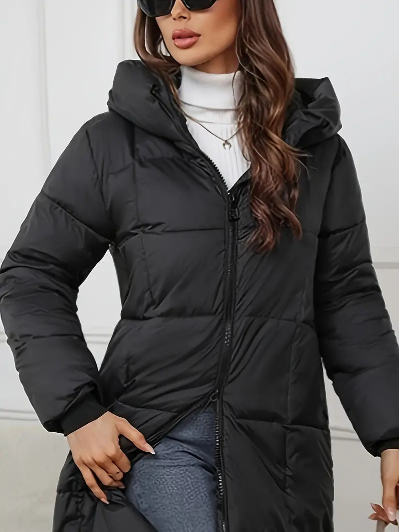 Mandy – Lange Pufferjacke mit Kapuze