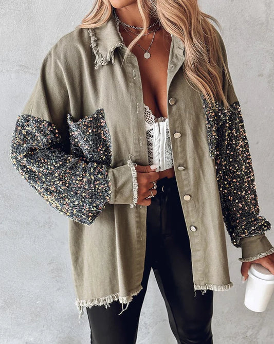 Maylah – Trendy Pailletten-Patchworkjacke