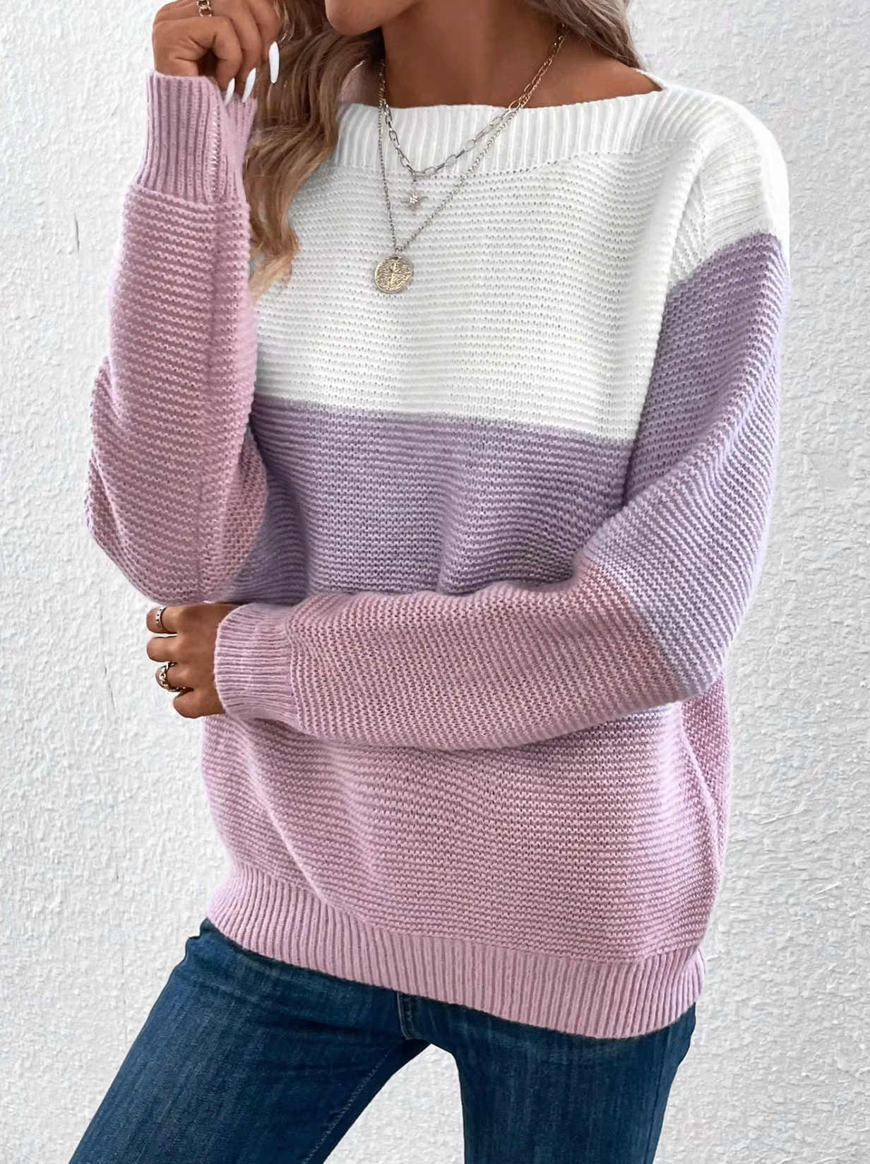 Winona – Eleganter dreifarbiger Pullover