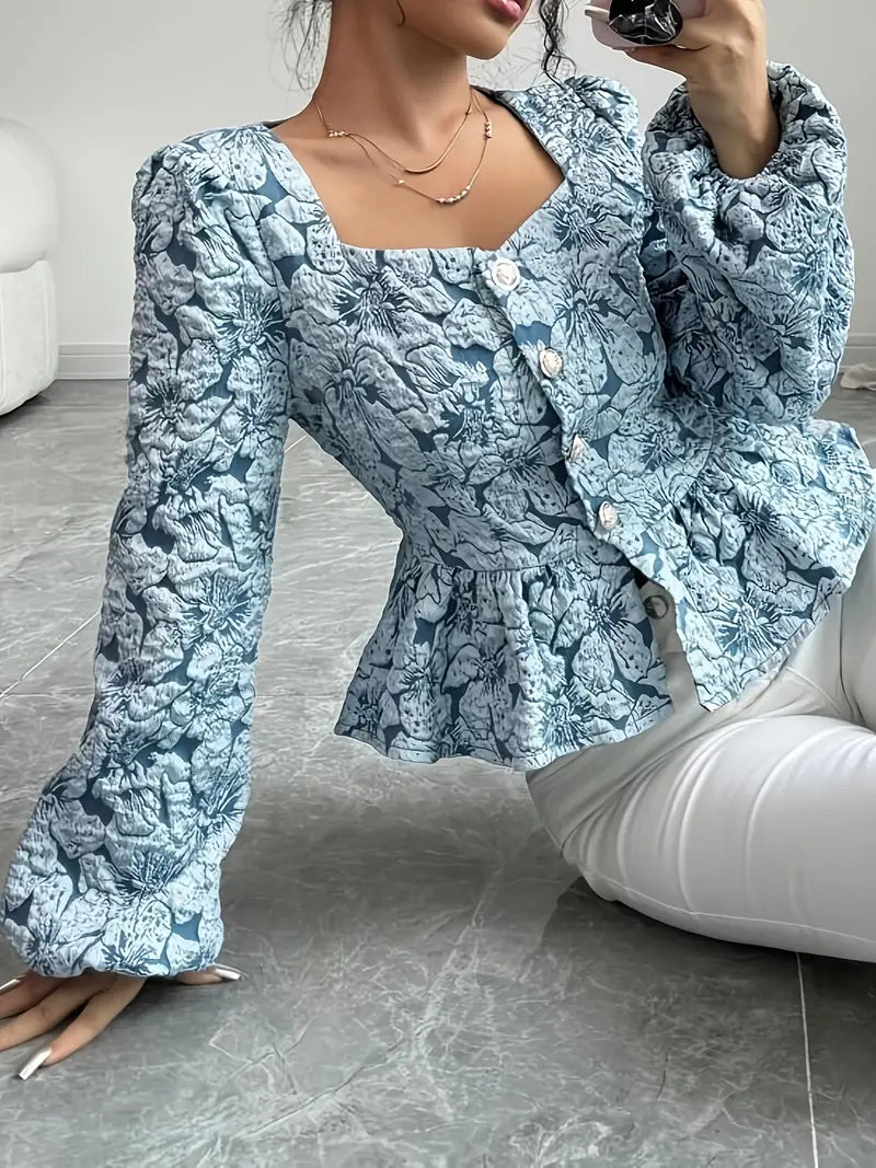 Stella – Elegante Bluse mit Blumenmuster und Puffärmeln