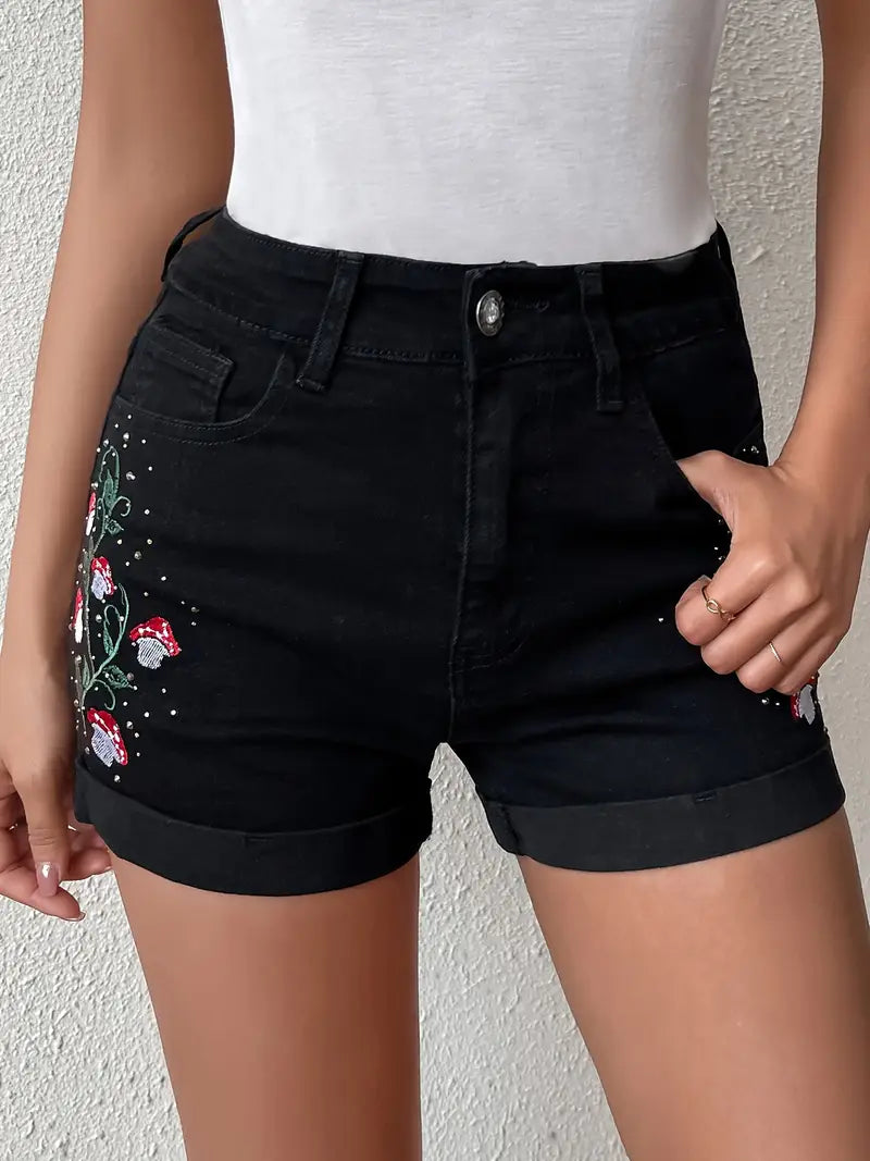 Zephyria – Stylische Baumwoll-Jeansshorts mit hoher Taille