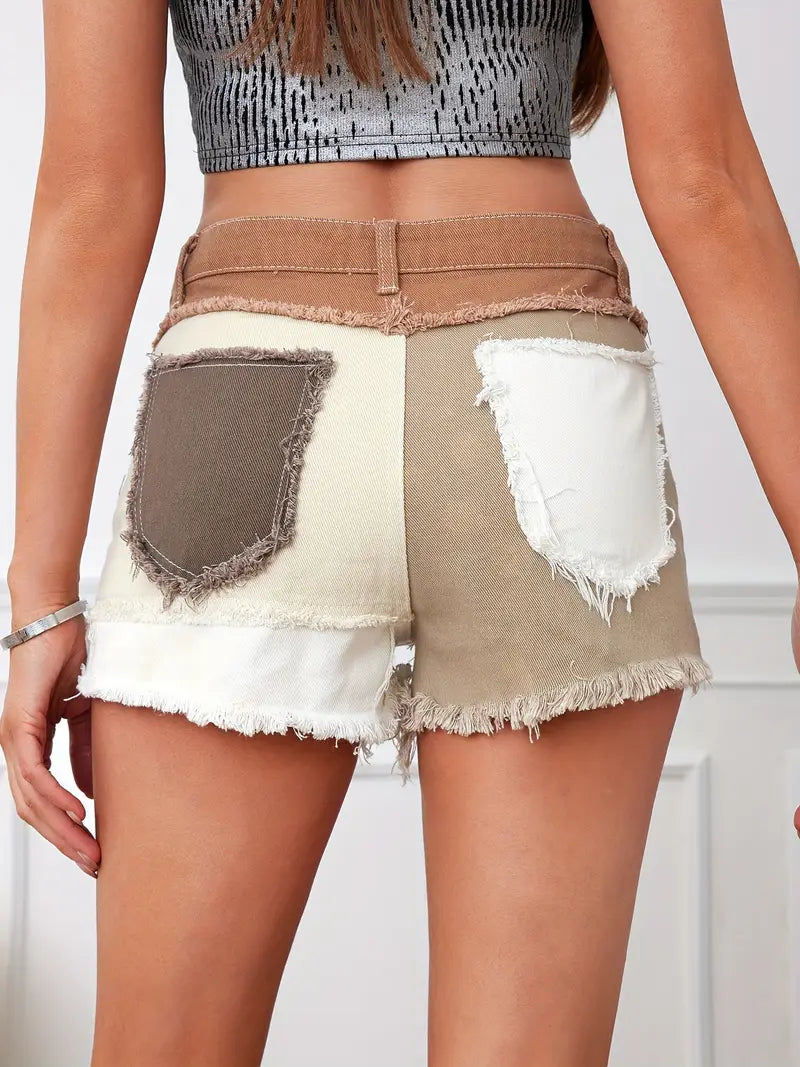 Maica – Denim-Shorts im Patchwork-Look