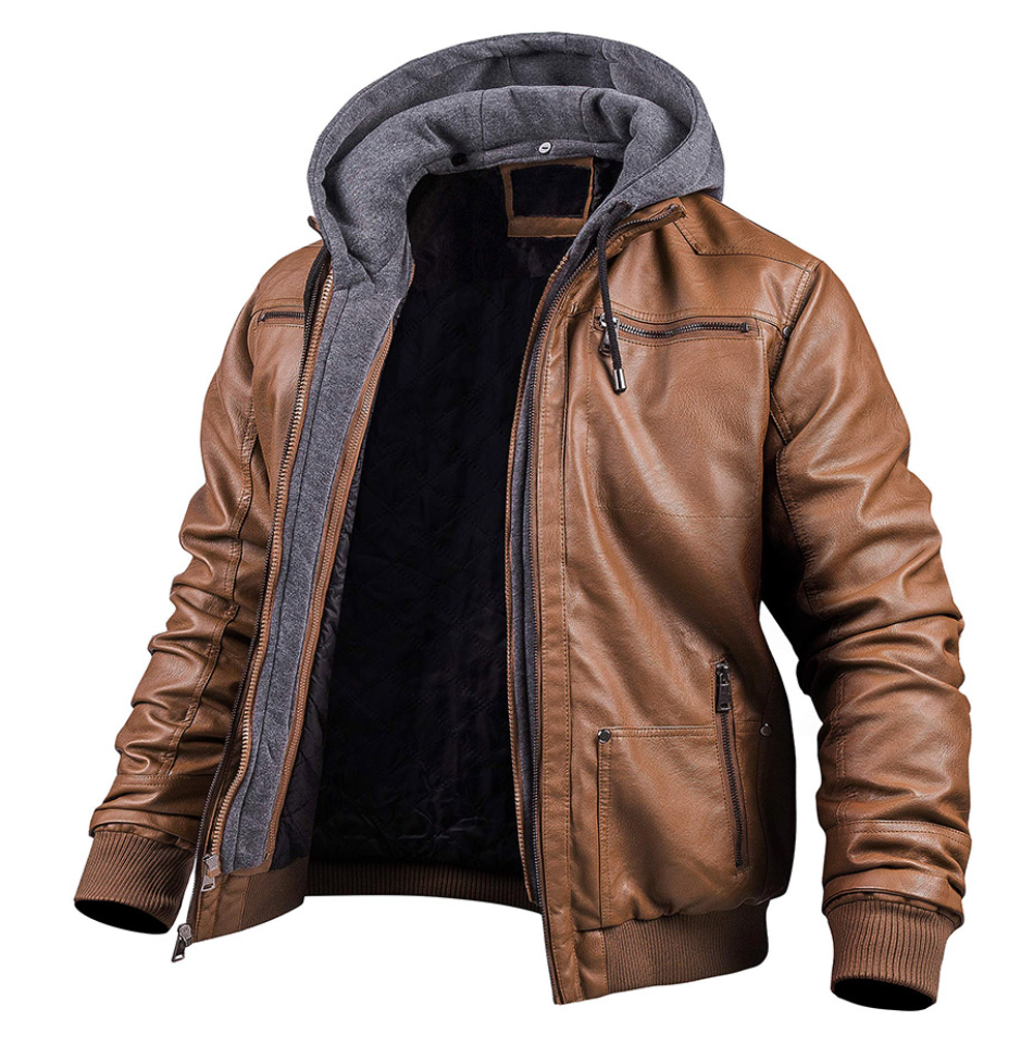 Benjamin - Stilvolle Premium Leder-Winter-Jacke mit Kapuze