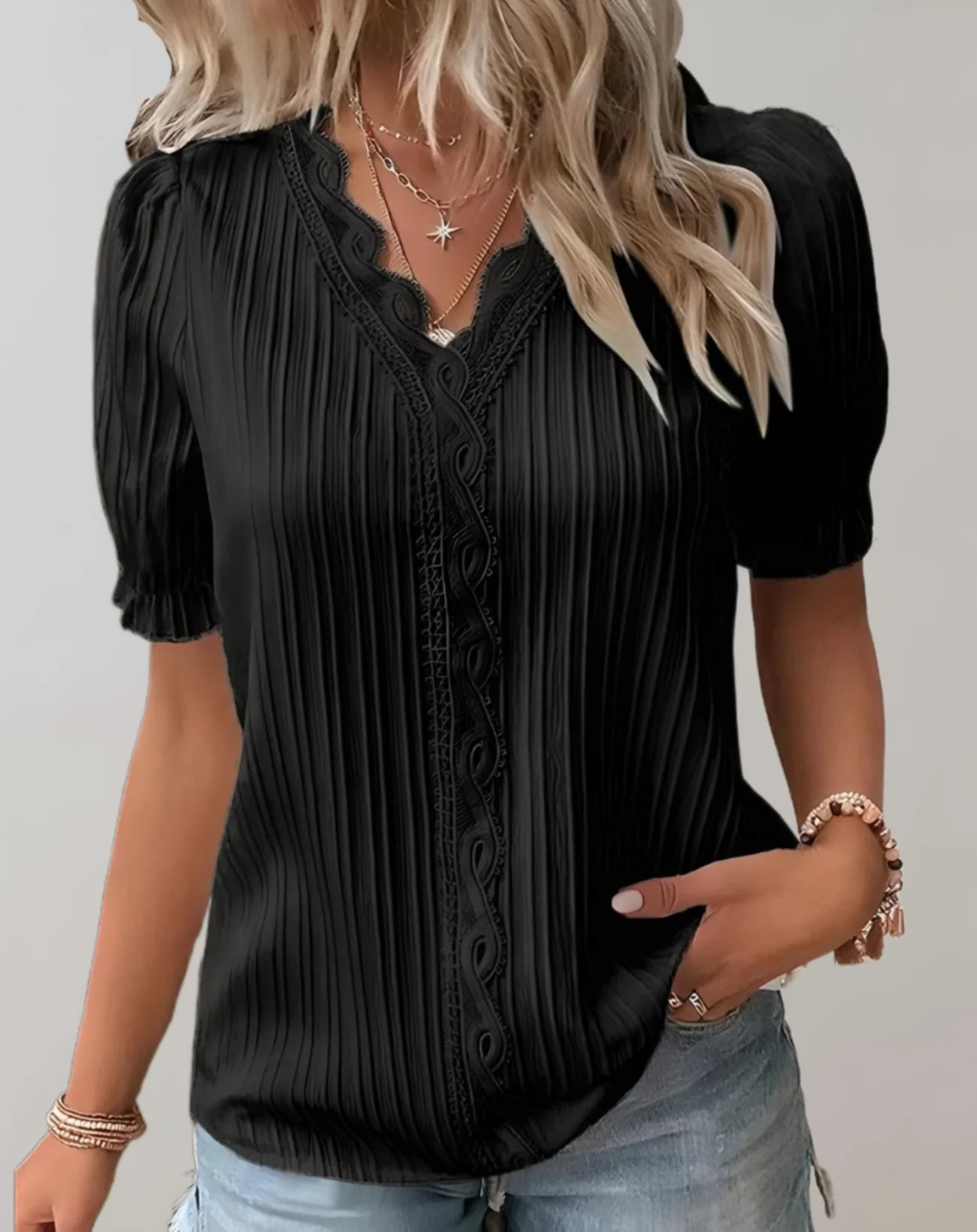 Cressida – Bluse mit Baumwollspitzenbesatz