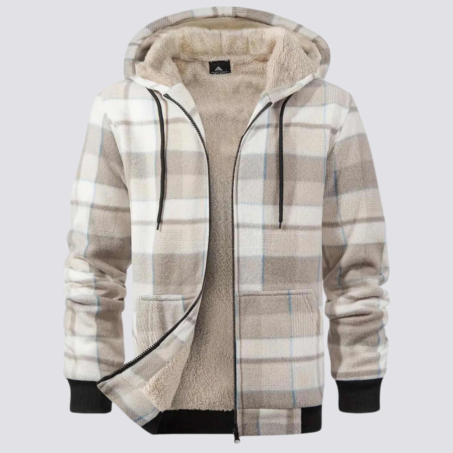 Levi - Herren Fleece-Karierte Kapuzenjacke