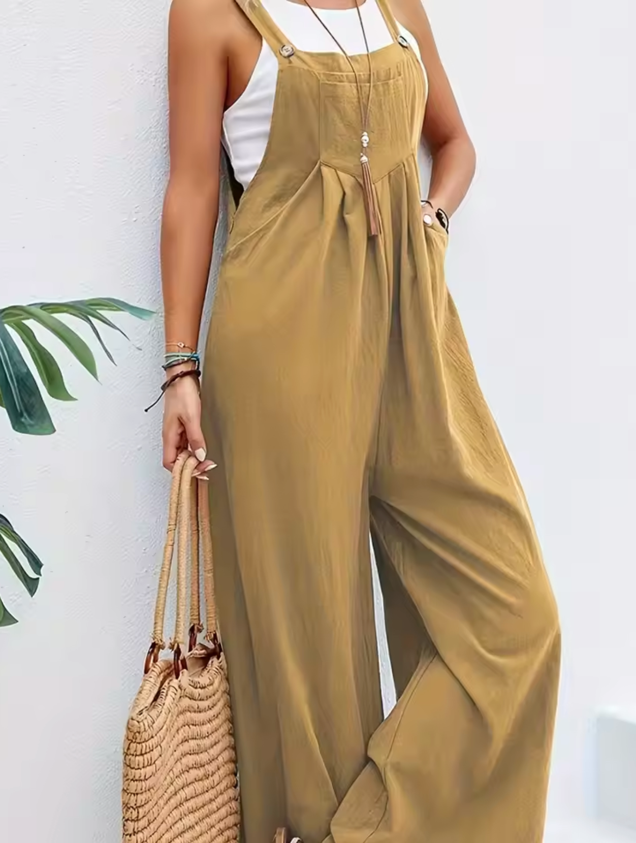 Saffron – Jumpsuit aus Baumwollleinen mit weitem Bein