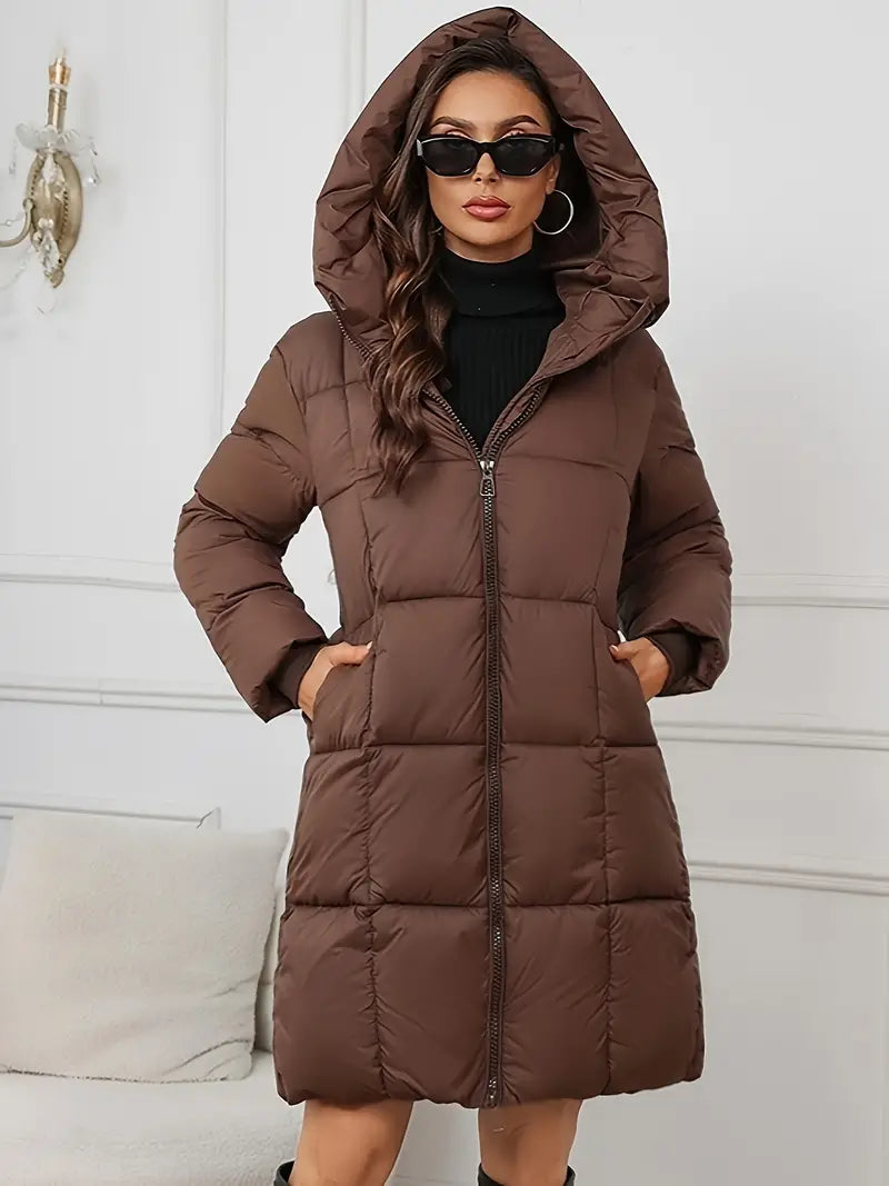 Mandy – Lange Pufferjacke mit Kapuze