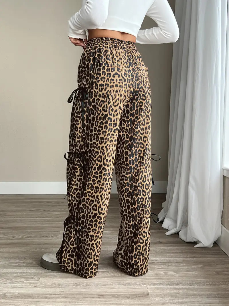 Sorenna - Stilvolle Hose mit Leopardenmuster und weitem Bein