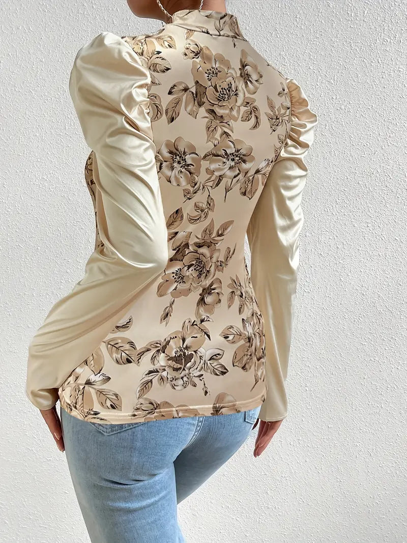 Luen – Satinbluse mit Puffärmeln