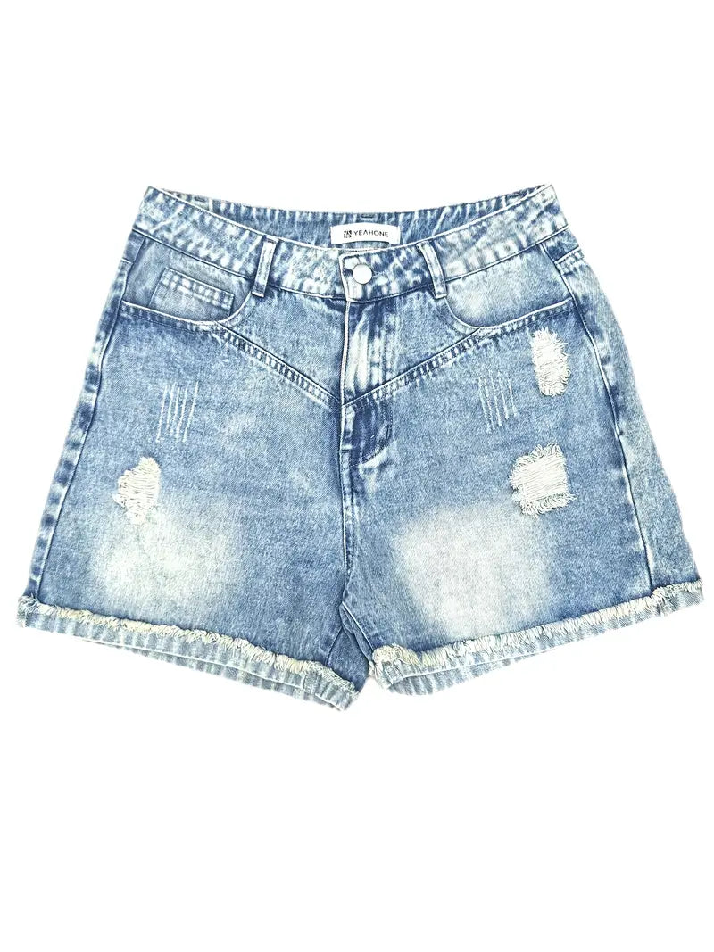 Seraphira – Stilvolle Baumwoll-Jeansshorts mit hoher Taille