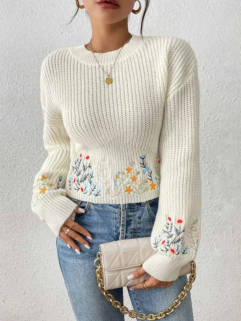 Maple – Gestrickter Pullover mit Blumenmuster