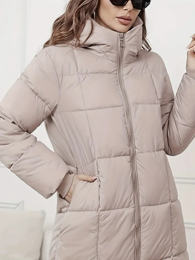 Mandy – Lange Pufferjacke mit Kapuze