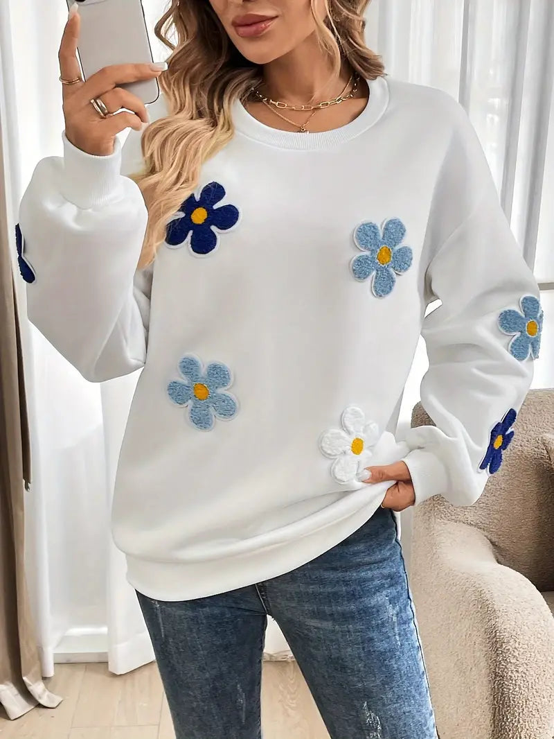 Daiyu – Baumwoll-Sweatshirt mit Blumenmuster