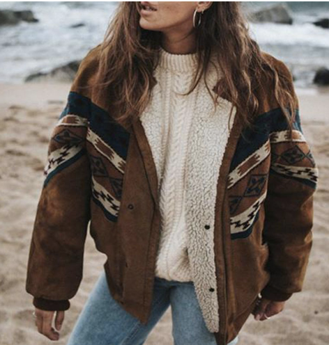 Esmay - Boho-Winterjacke mit Ethno-Muster