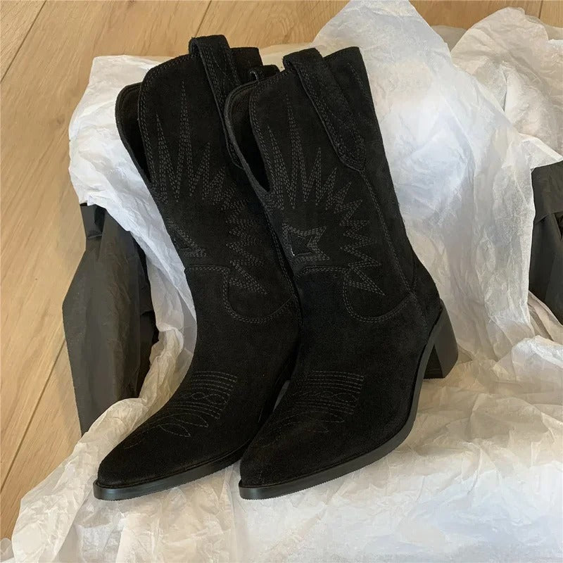 Margaret - Bestickte Westernstiefel aus Leder